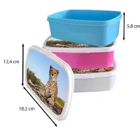 MuchoWow Broodtrommel Blauw - Lunchbox - Brooddoos - Luipaard - Dieren - Natuur - 18x12x6 cm - Kinderen - Jongen