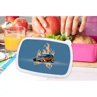 MuchoWow Broodtrommel Roze - Lunchbox - Brooddoos - Auto - Vintage - Blauw - Vlammen - 18x12x6 cm - Kinderen - Meisje