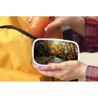MuchoWow Broodtrommel Roze - Lunchbox - Brooddoos - Bladeren - Herfst - Bos - 18x12x6 cm - Kinderen - Meisje