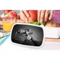 MuchoWow Broodtrommel Wit - Lunchbox - Brooddoos - Panter - Boom - Dieren - Zwart - Wit - 18x12x6 cm - Volwassenen