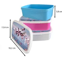 MuchoWow Broodtrommel Blauw - Lunchbox - Brooddoos - Flamingo - Vogel - Water - Roze - 18x12x6 cm - Kinderen - Jongen