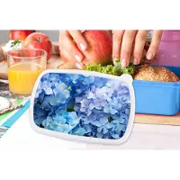 MuchoWow Broodtrommel Blauw - Lunchbox - Brooddoos - Hortensia - Waterdruppel - Bloemen - Botanisch - Blauw - 18x12x6 cm - Kinderen - Jongen