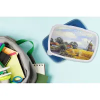 MuchoWow Broodtrommel Blauw - Lunchbox - Brooddoos - Schilderij - Boerderij - Molen - Olieverf - 18x12x6 cm - Kinderen - Jongen