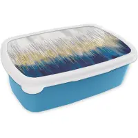 MuchoWow Broodtrommel Blauw - Lunchbox - Brooddoos - Olieverf - Abstract - Schilderij - Verf - 18x12x6 cm - Kinderen - Jongen