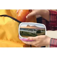 MuchoWow Broodtrommel Roze - Lunchbox - Brooddoos - Berg - Mist - Landschap - 18x12x6 cm - Kinderen - Meisje