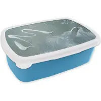 MuchoWow Broodtrommel Blauw - Lunchbox - Brooddoos - Acrylverf - Design - Abstract - 18x12x6 cm - Kinderen - Jongen