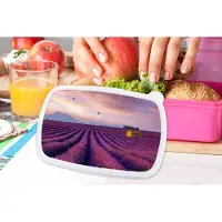 MuchoWow Broodtrommel Roze - Lunchbox - Brooddoos - Lavendel - Luchtballon - Berg - Paars - 18x12x6 cm - Kinderen - Meisje