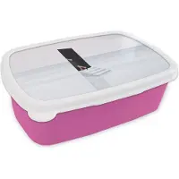 MuchoWow Broodtrommel Roze - Lunchbox - Brooddoos - Vintage - Deur - Abstract - 18x12x6 cm - Kinderen - Meisje