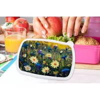 MuchoWow Broodtrommel Roze - Lunchbox - Brooddoos - Olieverf - Bloemen - Schilderij - 18x12x6 cm - Kinderen - Meisje