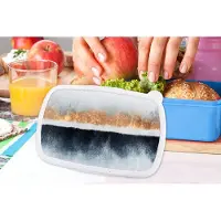 MuchoWow Broodtrommel Blauw - Lunchbox - Brooddoos - Goud - Abstract - Design - 18x12x6 cm - Kinderen - Jongen