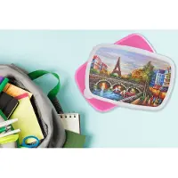 MuchoWow Broodtrommel Roze - Lunchbox - Brooddoos - Schilderij - Olieverf - Eiffeltoren - Parijs - Water - 18x12x6 cm - Kinderen - Meisje