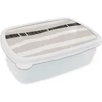 MuchoWow Broodtrommel Wit - Lunchbox - Brooddoos - Lijn - Pastel - Minimalisme - Patronen - 18x12x6 cm - Volwassenen