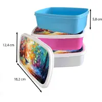 MuchoWow Broodtrommel Blauw - Lunchbox Kleurrijk - Olieverf - Water - Boot - Brooddoos 18x12x6 cm - Brood lunch box - Broodtrommels voor kinderen en volwassenen