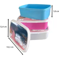 MuchoWow Broodtrommel Roze - Lunchbox - Brooddoos - Abstract - Verf - Design - 18x12x6 cm - Kinderen - Meisje
