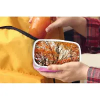 MuchoWow Broodtrommel Roze - Lunchbox - Brooddoos - Bos - Herfst - Seizoenen - 18x12x6 cm - Kinderen - Meisje