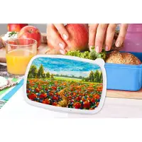 MuchoWow Broodtrommel Blauw - Lunchbox - Brooddoos - Olieverf - Schilderij - Bloemen - Landschap - 18x12x6 cm - Kinderen - Jongen