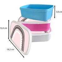 MuchoWow Broodtrommel Wit - Lunchbox - Brooddoos - Regenboog - Minimalisme - Roze - 18x12x6 cm - Volwassenen