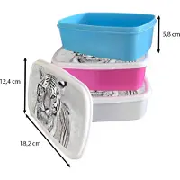 MuchoWow Broodtrommel Blauw - Lunchbox - Brooddoos - Tijger - Natuur - Zwart - Wit - 18x12x6 cm - Kinderen - Jongen