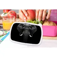 MuchoWow Broodtrommel Roze - Lunchbox - Brooddoos - Dieren - Olifant - Portret - Zwart - Wit - 18x12x6 cm - Kinderen - Meisje