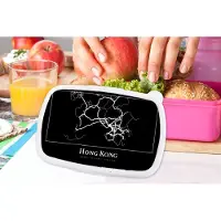 MuchoWow Broodtrommel Roze - Lunchbox - Brooddoos - Hong Kong - Kaart - Stadskaart - Plattegrond - 18x12x6 cm - Kinderen - Meisje