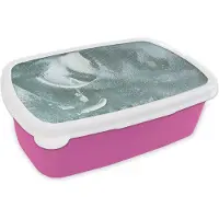 MuchoWow Broodtrommel Roze - Lunchbox - Brooddoos - Acrylverf - Abstract - Design - 18x12x6 cm - Kinderen - Meisje