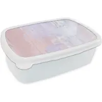 MuchoWow Broodtrommel Wit - Lunchbox - Brooddoos - Verf - Pastel - Design - 18x12x6 cm - Volwassenen