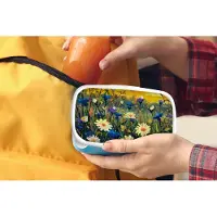 MuchoWow Broodtrommel Blauw - Lunchbox - Brooddoos - Olieverf - Bloemen - Schilderij - 18x12x6 cm - Kinderen - Jongen