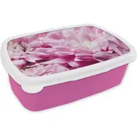 MuchoWow Broodtrommel Roze - Lunchbox - Brooddoos - Bloemen - Roze - Natuur - 18x12x6 cm - Kinderen - Meisje