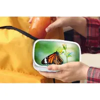 MuchoWow Broodtrommel Wit - Lunchbox - Brooddoos - Vlinder - Bloemen - Insecten - 18x12x6 cm - Volwassenen