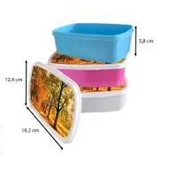 MuchoWow Broodtrommel Wit - Lunchbox - Brooddoos - Bos - Herfst - Seizoenen - Landelijk - 18x12x6 cm - Volwassenen