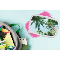 MuchoWow Broodtrommel Roze - Lunchbox - Brooddoos - Palmbladeren - Lucht - Zomer - Tropisch - 18x12x6 cm - Kinderen - Meisje