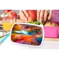 MuchoWow Broodtrommel Roze - Lunchbox - Brooddoos - Schilderij - Olieverf - Abstract - Wolken - 18x12x6 cm - Kinderen - Meisje