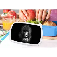 MuchoWow Broodtrommel Blauw - Lunchbox - Brooddoos - Aap - Dieren - Ogen - Bruin - Zwart wit - 18x12x6 cm - Kinderen - Jongen