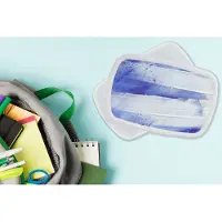 MuchoWow Broodtrommel Wit - Lunchbox - Brooddoos - Verf - Design - Blauw - 18x12x6 cm - Volwassenen