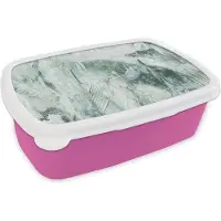 MuchoWow Broodtrommel Roze - Lunchbox - Brooddoos - Tuindecoratie - Verf - Abstract - 18x12x6 cm - Kinderen - Meisje