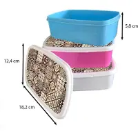 MuchoWow Broodtrommel Blauw - Lunchbox - Brooddoos - Retro - Patronen - Bruin - Bloemen - Abstract - 18x12x6 cm - Kinderen - Jongen