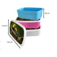 MuchoWow Broodtrommel Blauw - Lunchbox - Brooddoos - Vogels - Toekan - Tak - Dieren - Regenboog - 18x12x6 cm - Kinderen - Jongen