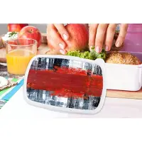 MuchoWow Broodtrommel Wit - Lunchbox - Brooddoos - Schilderij - Abstract - Rood - Olieverf - 18x12x6 cm - Volwassenen