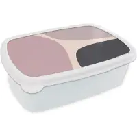 MuchoWow Broodtrommel Wit - Lunchbox - Brooddoos - Pastel - Design - Minimalisme - 18x12x6 cm - Volwassenen