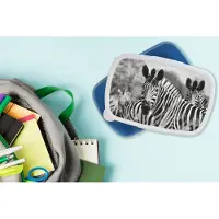 MuchoWow Broodtrommel Blauw - Lunchbox - Brooddoos - Zebra - Zwart - Wit - Dieren - 18x12x6 cm - Kinderen - Jongen