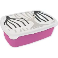 MuchoWow Broodtrommel Roze - Lunchbox - Brooddoos - Lijn - Pastel - Abstract - Patronen - 18x12x6 cm - Kinderen - Meisje