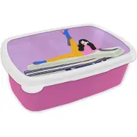 MuchoWow Broodtrommel Roze - Lunchbox - Brooddoos - Vrouw - Vintage - Pastel - 18x12x6 cm - Kinderen - Meisje
