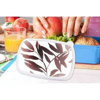 MuchoWow Broodtrommel Blauw - Lunchbox - Brooddoos - Bladeren - Design - Abstract - 18x12x6 cm - Kinderen - Jongen