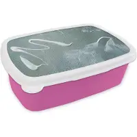 MuchoWow Broodtrommel Roze - Lunchbox - Brooddoos - Acrylverf - Design - Abstract - 18x12x6 cm - Kinderen - Meisje
