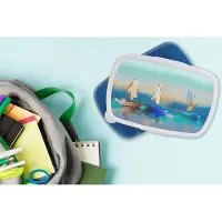 MuchoWow Broodtrommel Blauw - Lunchbox - Brooddoos - Schilderij - Olieverf - Boot - Abstract - 18x12x6 cm - Kinderen - Jongen
