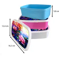 MuchoWow Broodtrommel Blauw - Lunchbox - Brooddoos - Schilderij - Olieverf - Waterlelie - Water - 18x12x6 cm - Kinderen - Jongen