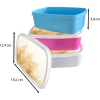 MuchoWow Broodtrommel Wit - Lunchbox - Brooddoos - Pampasgras - Zon - Gras - 18x12x6 cm - Volwassenen
