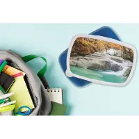 MuchoWow Broodtrommel Blauw - Lunchbox - Brooddoos - Bos - Waterval - Water - Herfst - 18x12x6 cm - Kinderen - Jongen