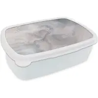 MuchoWow Broodtrommel Wit - Lunchbox - Brooddoos - Wolken - Abstract - Verf - 18x12x6 cm - Volwassenen