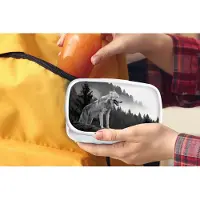 MuchoWow Broodtrommel Wit - Lunchbox - Brooddoos - Wolf - Bos - Zwart - Wit - 18x12x6 cm - Volwassenen